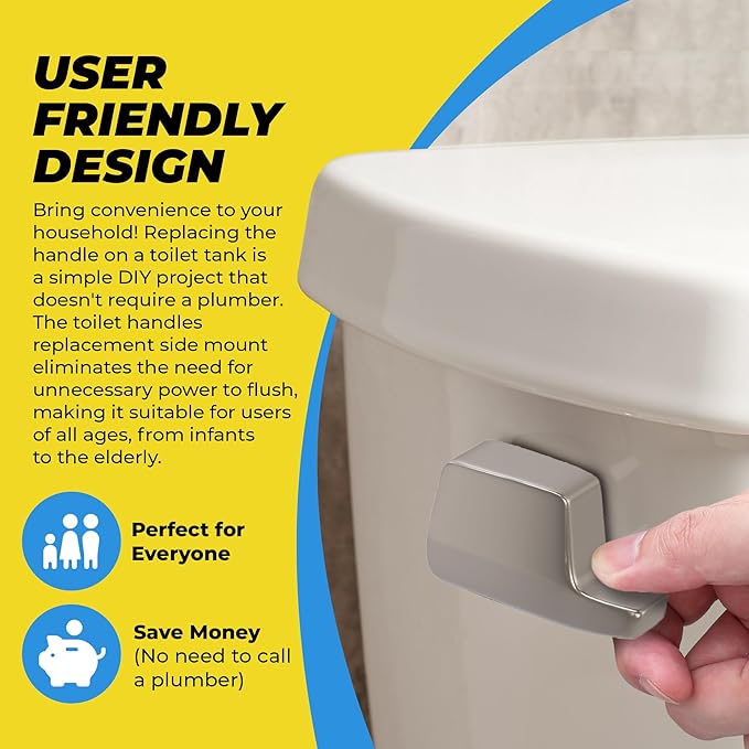 Qualihome Toto Toilet Handle Replacement Nickel THU004-CP - Side Mount Toilet Handle Tank Flush Lever - Nickel