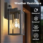 PARTPHONER Dusk to Dawn Outdoor Light Fixtures, 2-Pack Sensor Porch Lights, Waterproof Exterior Wall Sconce Lighting Lamp, Waterproof Wall Lantern for House, Doorway, Garage (Black)