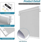 SmartWings Motorized Smart Blinds with Remote, Automatic Blackout Roller Shade Work with Alexa Homekit Thread Google Z-Wave, Electric Blind for Window, Custom Width Up to 110" W,Vinyl Light Grey