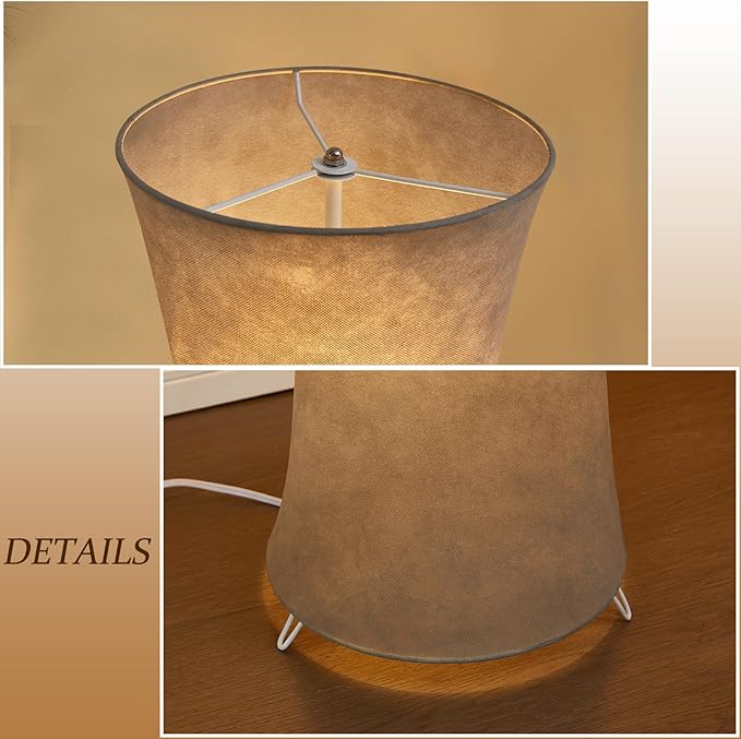 GyroVu 46" Modern Floor Lamps for Living Room, LED Column Standing Floor Lamp with 3 Color Temperature Adjustable & Gray Fabric Lampshade for Corner, Bedroom, Office & Kid's Room - Bulbs Included