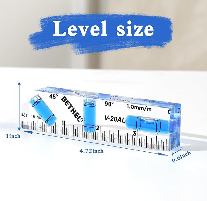 BETHEL Small Level Mini Bubble 90°/180°SpiritLevel,4 Inch Shatterproof Cross Check PocketLevel Picture Hanging Levels Tools for Machinist,Construction & Household