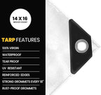 PROTARP Extra Heavy Duty 16 Mil Tarp Cover, Waterproof, UV Resistant, Rip and Tear Proof, Poly Tarpaulin with Reinforced Edges for Roof, Camping, Patio, Pool, Boat. (White 100′ X 100′)