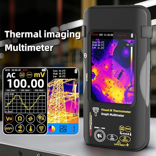BSIDE SH9 Thermal Imaging Camera Multimeter with Macro Lens 428×320 Resolution with 20000 Words Multimeter 3.98'' Touchscreen 25Hz Infrared Thermal Camera Dual-Light Fusion 15 Thermal Palettes Tester