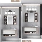 Bathroom Light Fixtures, 4-Light Modern Vanity Light with Milky White Frosted Glass Shades, E26 Socket Wall Lamp, Bathroom Lighting Fixtures Over Mirror Bedroom, Dressing Room (Matte Black, 4-Light)