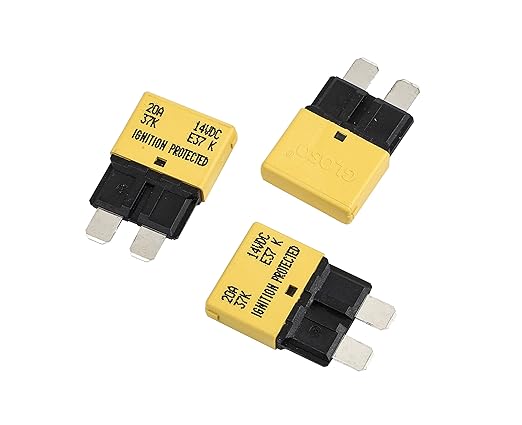 GLOSO E37 Auto (T1) Reset Low Profile ATC/ATO Circuit Breakers - (20A - 3 Pack)