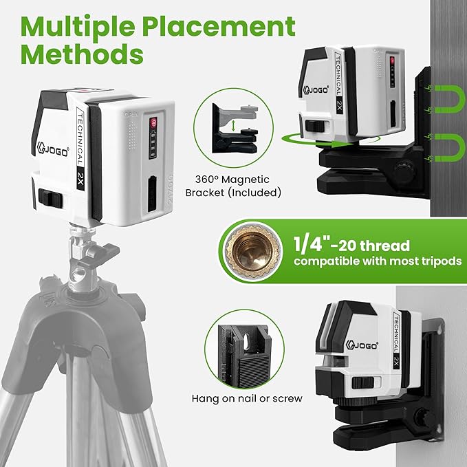 Laser Level Self Leveling, 100Ft Rechargeable Dual Modules Line Laser, Lazer Leveler Tool for Picture Hanging with Brightness Adjustment, Magnetic Bracket Carrying Case Battery Included