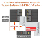 Generator Interlock Kit Fit for Eaton Cutler Hammer Challenger BR Series and CH Series 150 or 200 amp Panels 1 1/4 to 1 1/2" Space Between Main and Generator Breaker