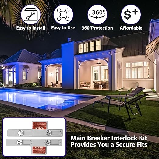 Generator Interlock Kit,Electrical Interlocking Panel Compatible with Square D Homeline Meter Main 150 or 200 Amp Breaker, Generator Electrical Interlock Kit.