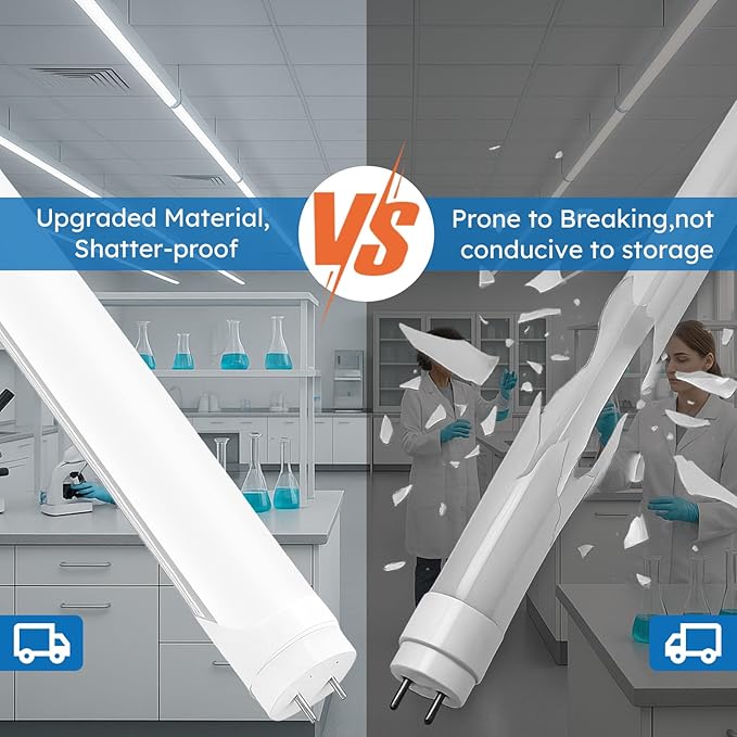 10-Pack T8 LED Tube Lights 4ft, 48 Inch Fluorescent Replacement Bulbs, 5000K Pure Daylight, Hybrid Type A+B Single/Double Ended, Clear Lens, ETL Certified