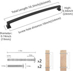 COTYKILEY 6 Pack 10Inch(254mm) Matte Black Cabinet Handles Black Kitchen Cabinet Pulls Cabinet Door Handles Kitchen Cabinet Hardware