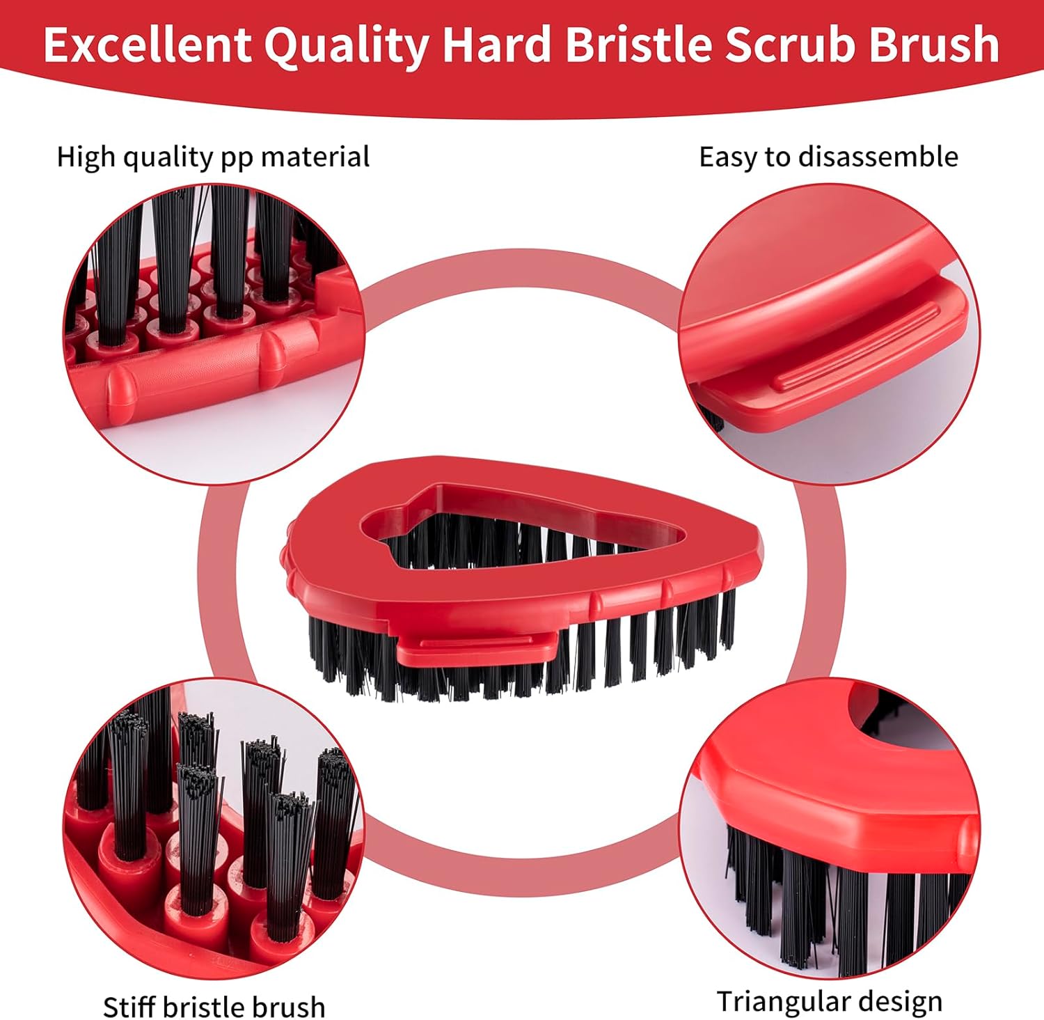 Scrub Brush Replacement Head for O Cedar EasyWring Spin Mop 1 Tank System, Shower Floor Scrubber, Microfiber Triangle Hard Bristle Cleaning Brush for Bathroom Kitchen Pool, Glass and Tile Walls