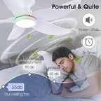 46" Ceiling Fans with Lights Remote/APP Control, Low Profile Ceiling Fans with Dimmable White Colors+Ring RGB Lights, 6 Speeds 5 Reversible Curved Blades for Kids Room Bedroom Living Room Bar, White