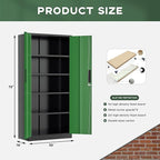 Greenvelly Metal Garage Storage Cabinet, 72" Black Green Tool Steel Locking Cabinet with Doors and 4 Shelves, Tall Cabinets for Garage Storage Systems Lockable File Cabinet for Home Office,Garage