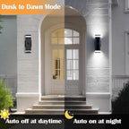 wowlite 2 Pack Motion Sensor Outdoor Wall Lights, Dusk to Dawn Outdoor Lighting Fixtures with GU10 Bulbs Included, Up and Down Black Exterior Light Fixtures for House Porch Garage, ETL Listed