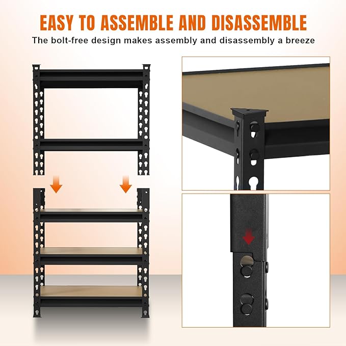 BIG RED Storage Shelving Unit, 5-Tier Adjustable, Heavy Duty Metal Garage Shelves/Utility Rack for Kitchen, Pantry, Basement, Bathroom, Laundry - 2,000 lbs Capacity, Black, 59" H x 28" W x 12" D