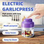 Electric Garlic Chopper, 2025 New Mini Portable Veggie Chopper, Garlic Grinder Masher Rechargeable, Wireless Food Processor for Ginger, Chili, Fruit, Meat (Green, 320ML)