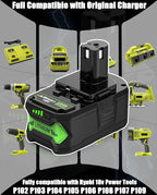 8.0Ah for ryobi 18v Battery, with ryobi Battery 18v System Cordless Power Tools and Charger, P102 P108 P103 P104 P105 P107 P109 P122(2 pcs)