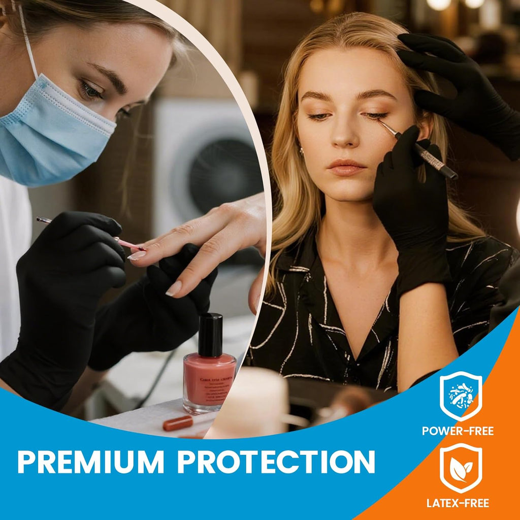 6 mil Disposable Nitrile Gloves, Heavy Duty Disposable Gloves, Cooking Glove, Latex Free, Powder Free (Black of 100, Medium)