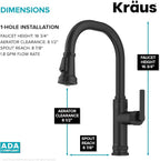 KRAUS Allyn Industrial Pull-Down Single Handle Kitchen Faucet in Matte Black, KPF-4102MB