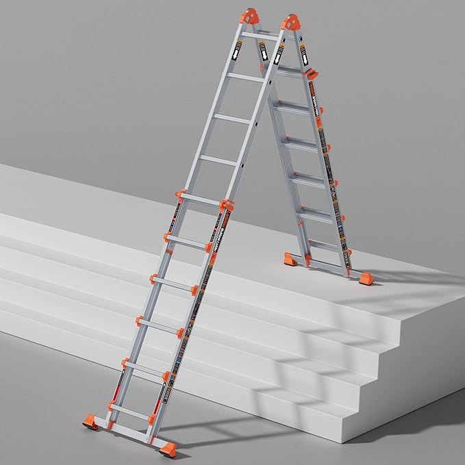 Ladder, A Frame 6 Step Ladder Extension, 22 Ft Anti-Slip Multi Position Ladder, Storage Folding Ladder, 330 lbs Security Load Telescoping Aluminum Ladders for Stairs Home Indoor Outdoor Roof