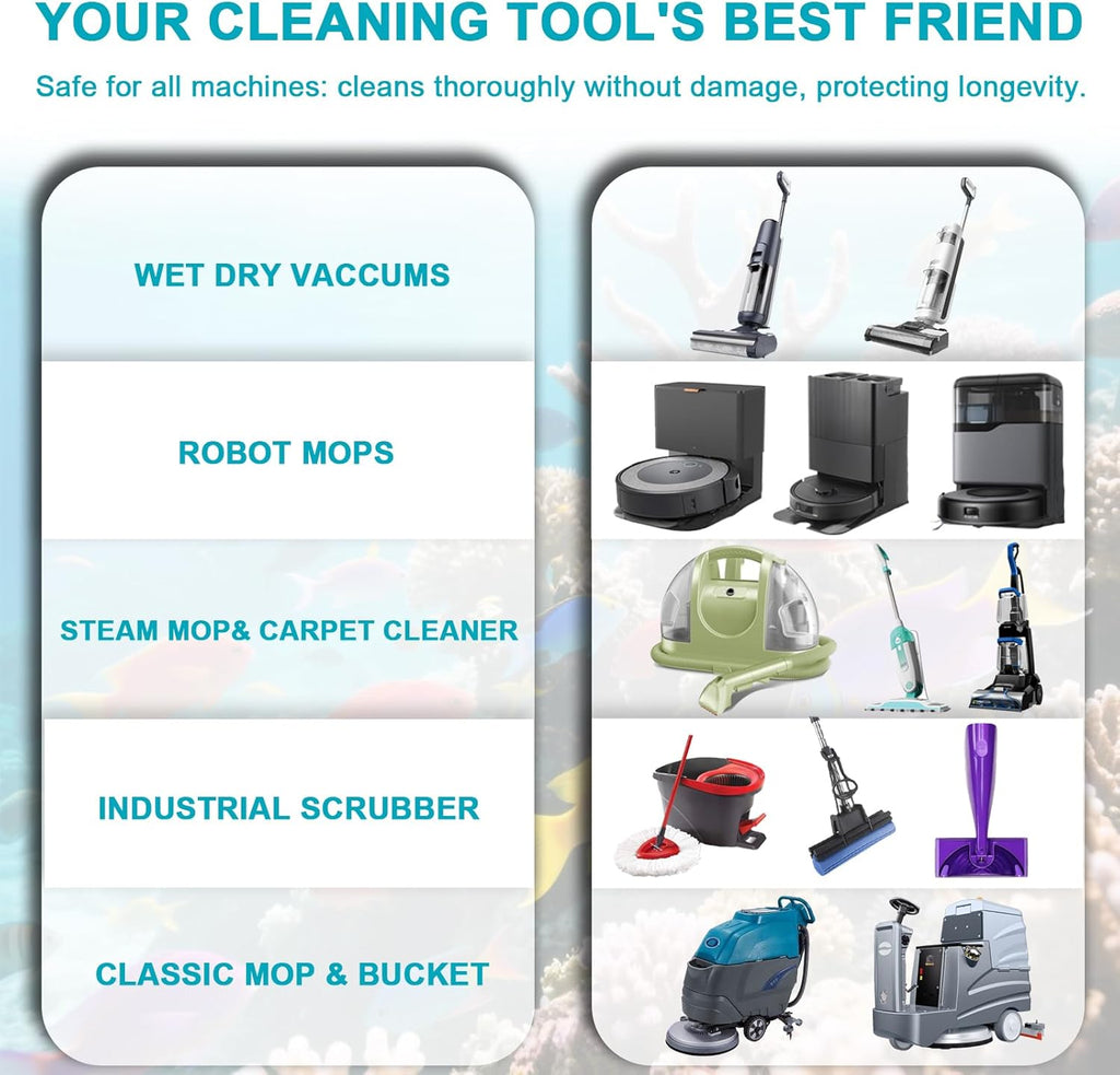 200X Concentrated Floor Cleaning Solution for All Robot Vacuum and Mop, Wet Dry Vacuums Compatible with Eufy, Roborock, Roomba, Tineco, Bissell, Shark, 29.76 fl oz Makes 47 Gallon Cleaner(Ocean Scent)