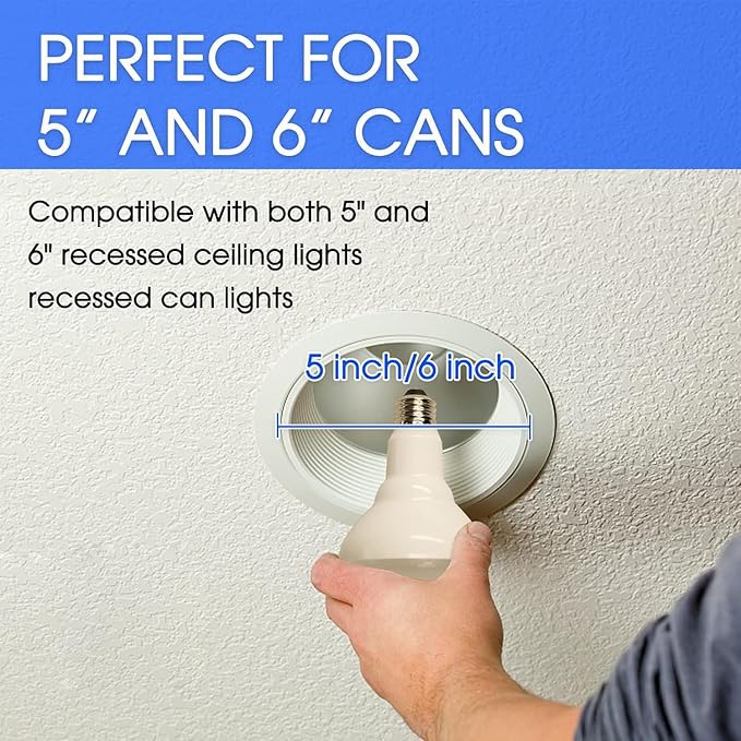 Energetic 6-Pack BR30 LED Recessed Light Bulb, 8.5W=65W, 2700K Soft White, 650LM, Dimmable Ceiling Flood Light Bulb for Cans, CRI90+