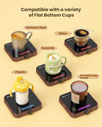 Maestri House Mug Warmer, Electric Coffee Cup Warmer for Desk with 3-Temp Settings,Auto Shut Off, Constant Temperature Heating for Beverage, Milk, Tea and Hot Chocolate at Home & Office (Wood Grain)