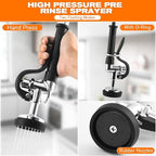 36" Height Commercial Faucet with Sprayer, 8" Adjustable Center & 12" Add-on Swing Spout, Wall Mount Pre Rinse Commercial Sink Faucet for Restaurant Industrial Kitchen