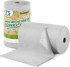 Microfiber Cleaning Cloths Roll, 75 Pack Tear Away Microfiber Towels Roll, 12" x 12" Lint Free Rags, Reusable Cleaning Cloths, Washable, Scratch Free,Ultra Absorbent Dish Rags(Grey)