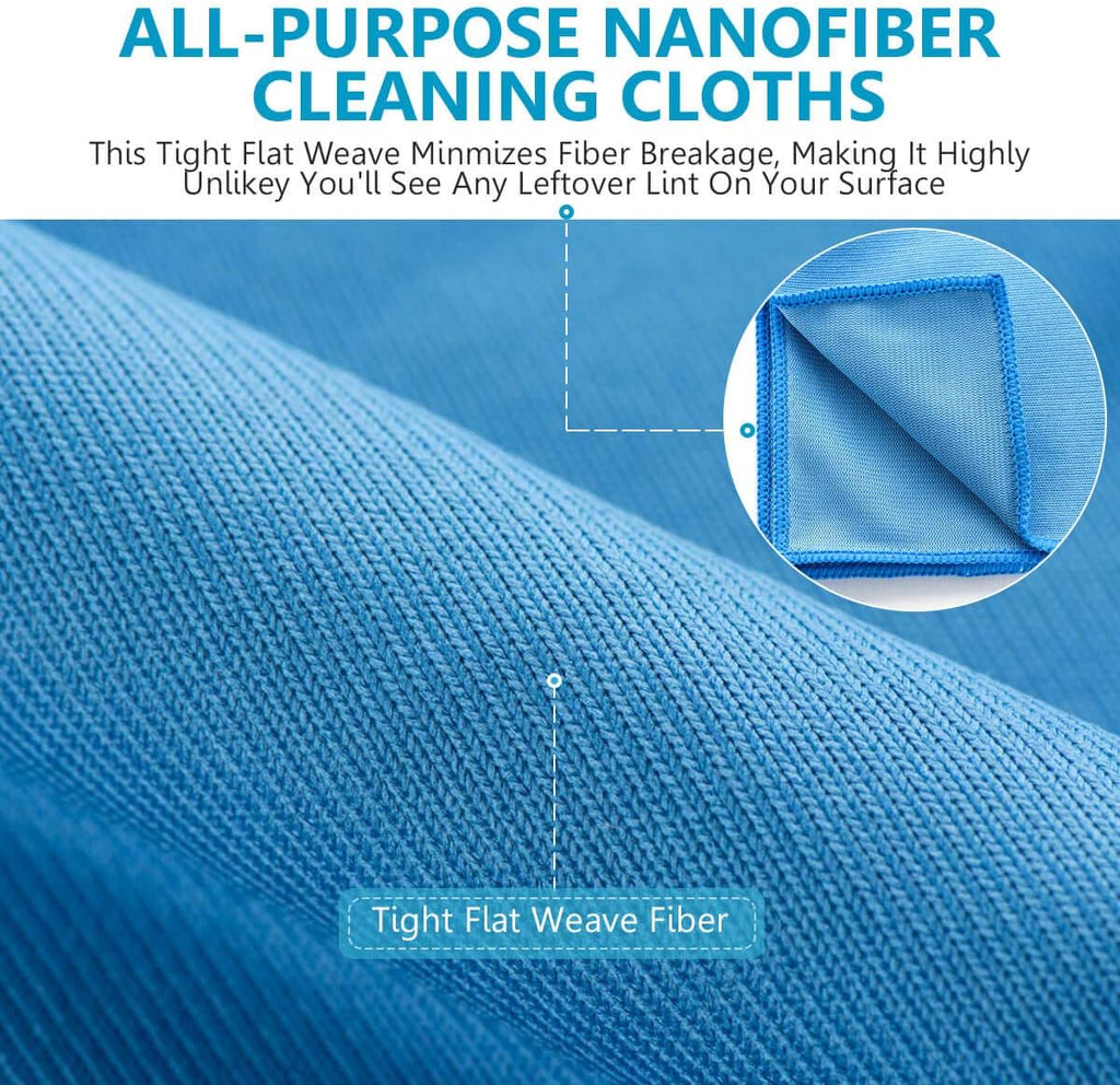 ZHIDIAN Window Glass Microfiber Cleaning Cloth - 8Pack Premium Lint Free Mirrors Polishing Rags, Eye Glasses Shower Glass Cleaner Towels, Wipes for Car Windows, Blue-12x12”