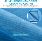 ZHIDIAN Window Glass Microfiber Cleaning Cloth - 8Pack Premium Lint Free Mirrors Polishing Rags, Eye Glasses Shower Glass Cleaner Towels, Wipes for Car Windows, Blue-12x12”