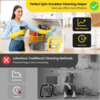 Electric Spin Scrubber, 3000 mAh Cordless Power Scrubber with 8 Replaceable Heads, Dual Speed Lightweight Handheld Scrubber for Cleaning Stove/Bowl/Sink/Corner/Tile/Grout (Black)