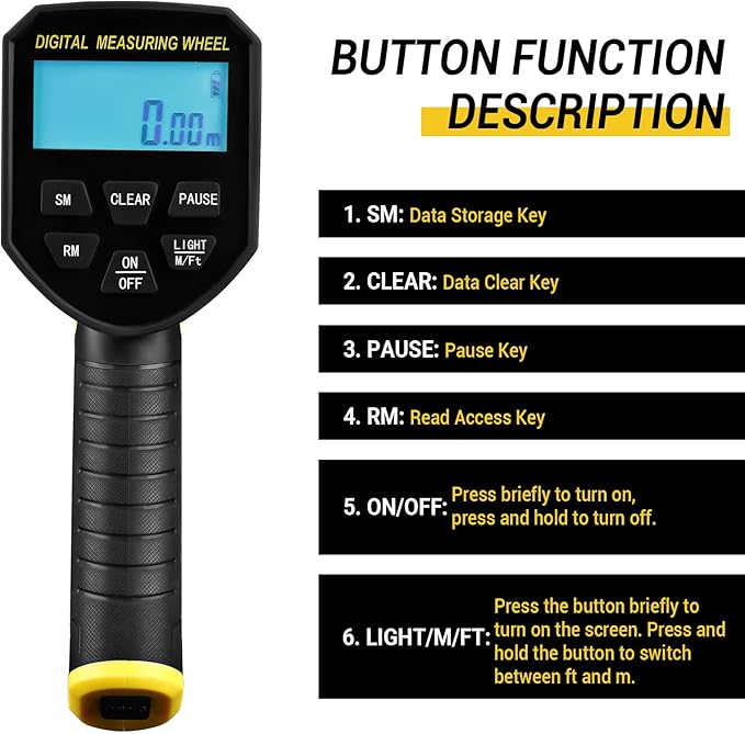 Measuring Wheel: DEKOPRO 4V Digital Measuring Wheel in Feet, 12.5 Inch 99,999Ft/ 99,999M Digital Display Folding Wheel Measurement Roller with Storage Bag