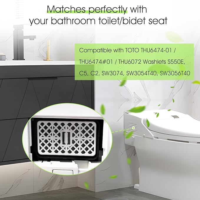 Deodorizer Catalyst Filter Cartridge for Toto THU6474-01/THU6474#01 THU6072 Washlets S550E C5 C2 SW3074 SW3054T40 SW3056T40,Bathroom Toilet Air Filter Carbon Deodorizing Cartridge Parts