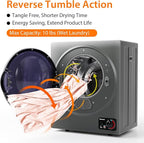 COSTWAY Compact Laundry Dryer, 110V Electric Portable Clothes Dryer with Stainless Steel Tub, Control Panel Downside Easy Control for 4 Automatic Drying Mode (Stainless Steel-Grey)