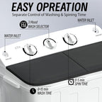 Portable Mini Twin Tub 18lbs Washing Machine With Drying Rack& 10 Hangers, 11lbs Washer & 7lbs Spinner, Small Laundry Washer with Time Control for Camping, Apartments, RV (18lbsBlack)