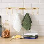 Glynniss Dishcloths Kitchen Highly Absorbent Dish Rags 100% Cotton Dish Cloths for Washing Dishes (Grey White)