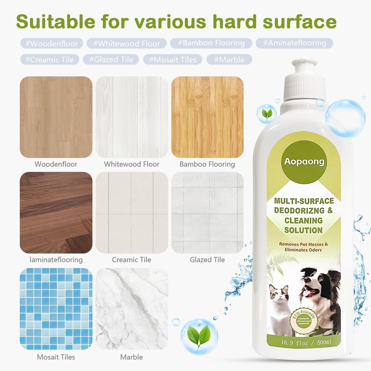 Multi-Surface Floor Cleaning Solution Household Floor Cleaner Care for All Robot Vacuums with Mopping and Cordless Wet/Dry Vacuums (16.9Fl Oz/500ML)