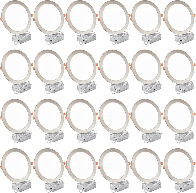 DLLT LED Recessed Ceiling Light: 24 Pack 8 Inch Brushed Nickel Recessed Lighting