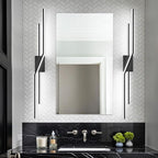 SOLFART Bathroom Vanity Light Dimmable Modern Matte Black Bathroom Light Fixtures Over Mirror 48 Inch LED Lights