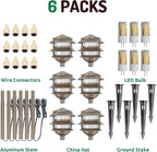 Lumina Lighting® Low Voltage Landscape Lighting Cast-Aluminum Pagoda Path and Area Light Warm White 4W G4 LED Bulb and ABS Ground Stake Included for Yard Walkway Lawn PAL0103-BZLED6 (Bronze, 6-Pack)