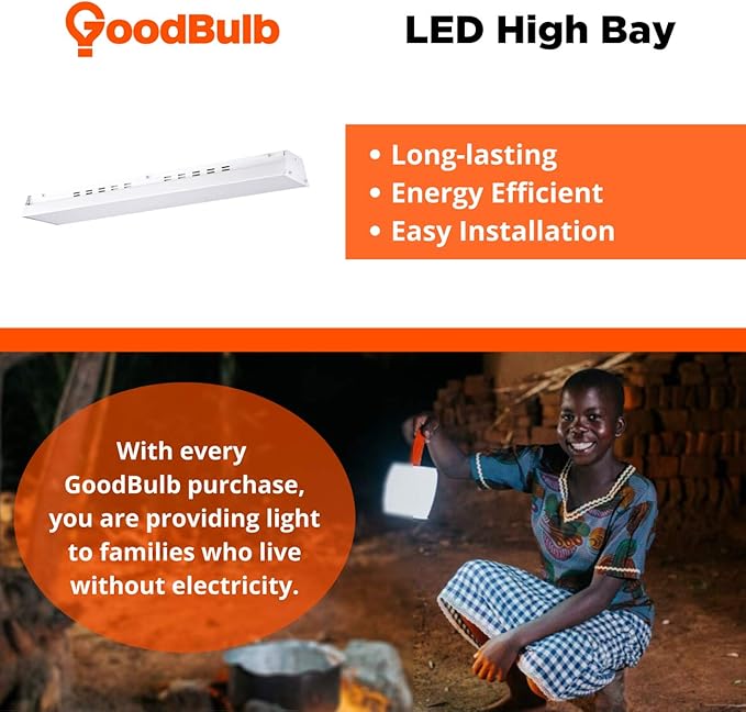 85 Watt 4 Foot High Bay | 5000K Daylight High Output 11394 Lumens | Wired 85W 100-277V High Bay | 50000 Life Hours 141LM/w | 1 Pack by GoodBulb