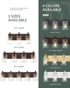 4-Light Bathroom Light Fixtures, 24.5 Inch Oil Rubbed Bronze Vanity Lights with Cylinder Clear Glass Shade, Modern Vanity Lighting Fixtures Over Mirror, VL143-ORB-4