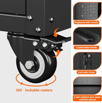 Garage Storage Cabinet with Wheels & Pegboard, 34.3" H Locking Metal Tool Storage Cabinet with Doors and Shelf & 4 Hooks for Garage, Home, Workshops, Assembly Required, Black