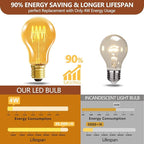 HESSION A19 Vintage LED Edison Bulbs, 4W Equivalent 40W Dimmable LED Bulbs, 400 Lumens 2300K Amber Warm Light Bulbs, E26 Base Decorative Antique Spiral A19 Light Bulb for Light Fixture, Pack of 4