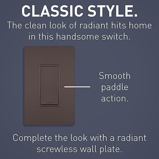 Legrand radiant TM874DBCC6 15 Amp Rocker Wall Switch, 4-Way Decorator Light Switches, Dark Bronze (1 Count)