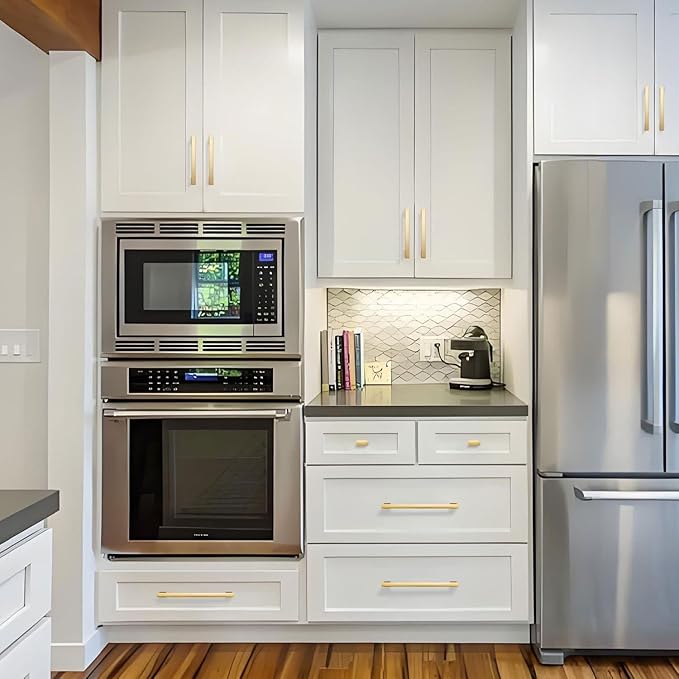 6 Pack 13.6 Inch Length|12.6 inch(320mm) Hole Center Brushed Gold Kitchen Cabinet Handles, Cabinet Pulls Kitchen Cabinet Hardware, Cupboard Pulls, Drawer Handles