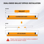 50 Pack T8 Bulbs 4 Foot 6500K Daylight, 5000Lumens, 36W, 4ft Led Bulbs Ballast Bypass Type B Dual-End Powered, 4ft Led Tubes Replacement F32T8 F32T12 Fluorescent Tube