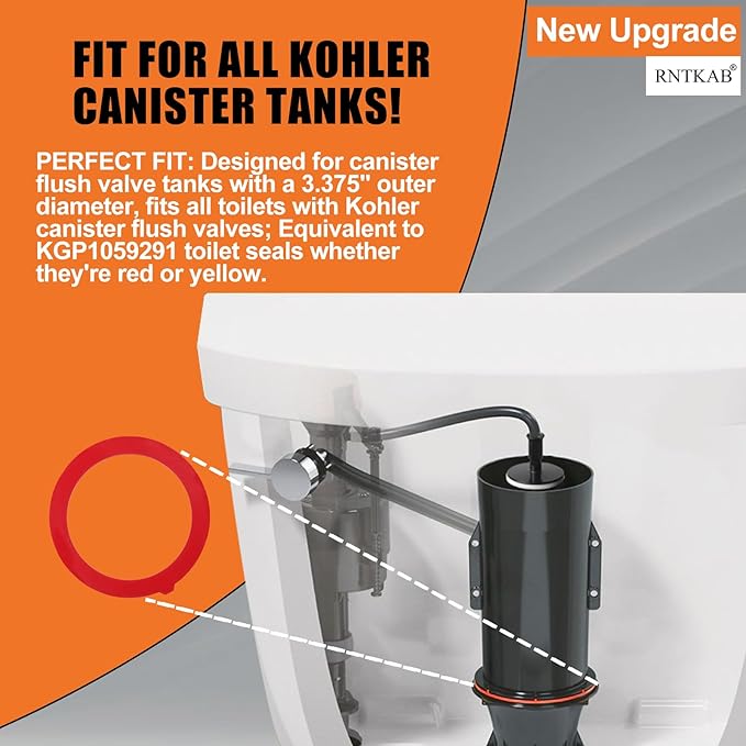 Flush Valve Seal for Kohler, 3-Pack GP1059291 Silicone Replacement for Toilet - Upgraded Leak-Proof Gasket Seal Kit Compatible with Kohler Canister, K-GP1059291