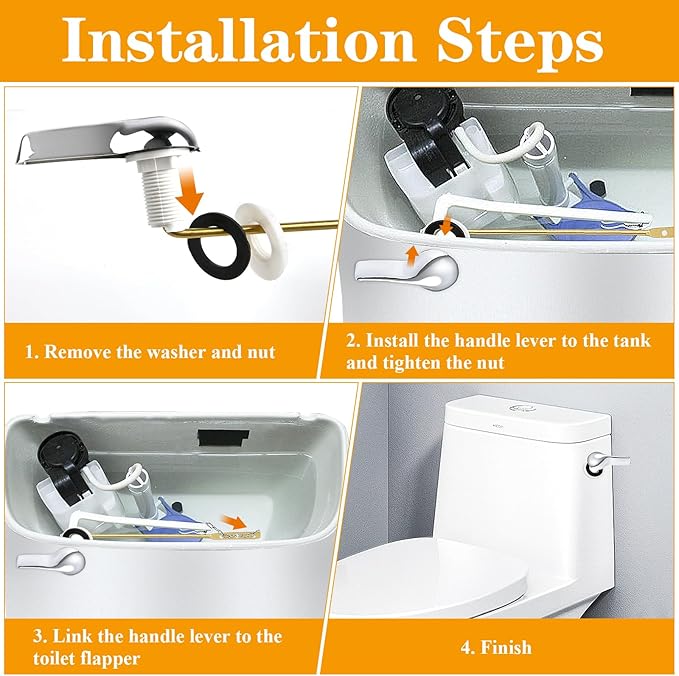 12 Pcs Toilet Flush Handle, Front Mount Toilet Handle Lever, Brass Toilet Flusher Replacement with Nuts, Universal Toilet Repair Handle Inside Tank